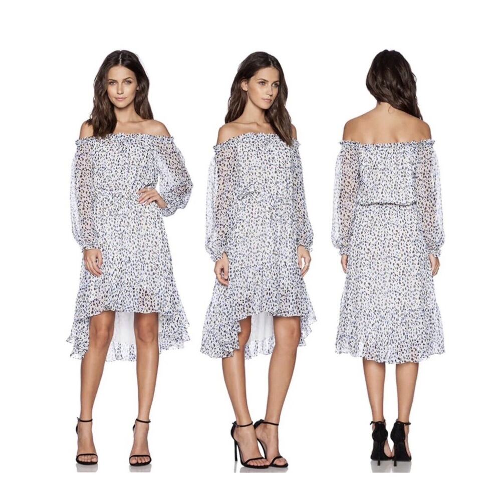 Diane von Furstenberg Size 4 Camila Dress Printed Silk Chiffon On Off Shoulder